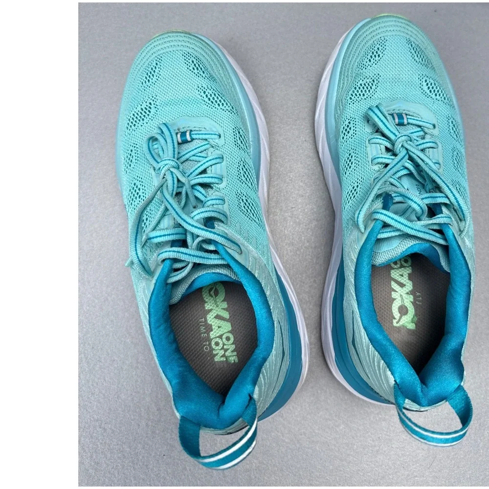 Hoka One One Bondi 6 Running Shoes Women 6.5 Aqua Blue Max Cushion Comfy All Day